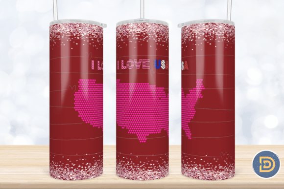 A Glittery USA Heart Tumbler Wrap for Crafts and Graphics
