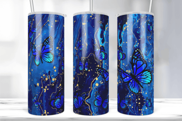 Butterfly Tumbler Wrap PNG Graphics for Print Templates