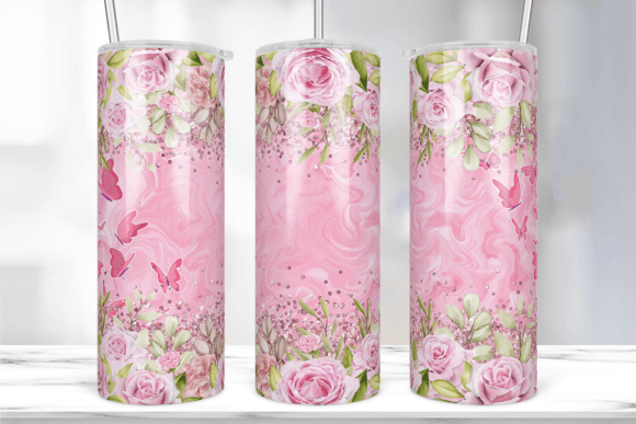 Pink Floral Butterfly Graphics for Branding & Print Templates