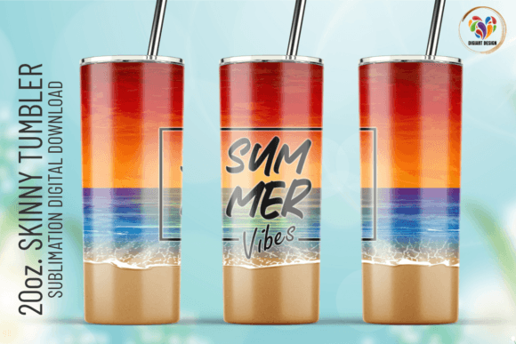 Summer Vibes Tumbler Wrap for Product Packaging & Graphics
